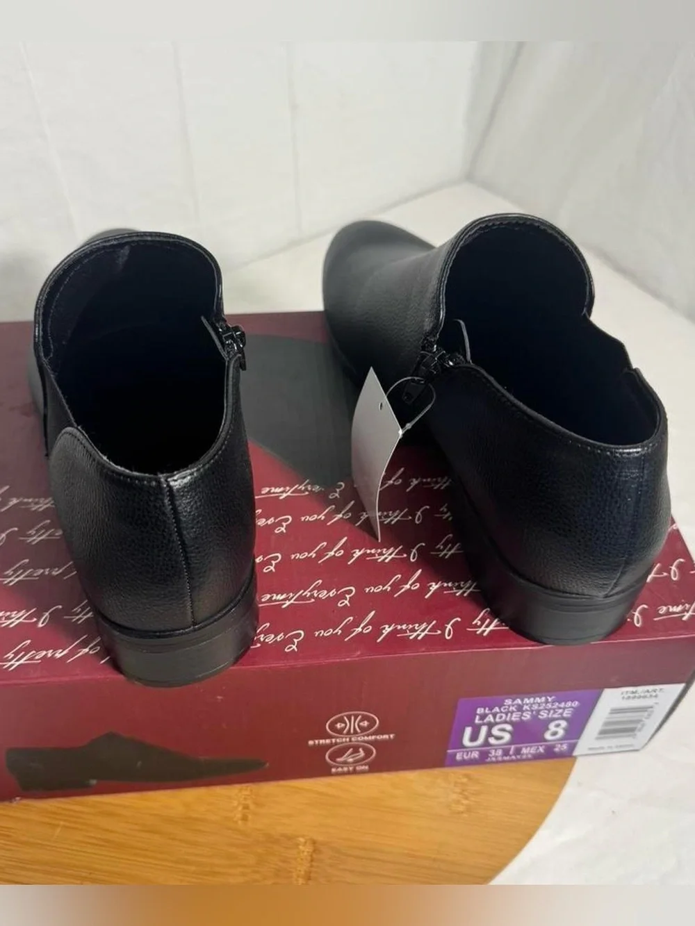 Kensie Sammy Women’s Size 8 Black Ankle Booties Stretch Comfort Zip NEW